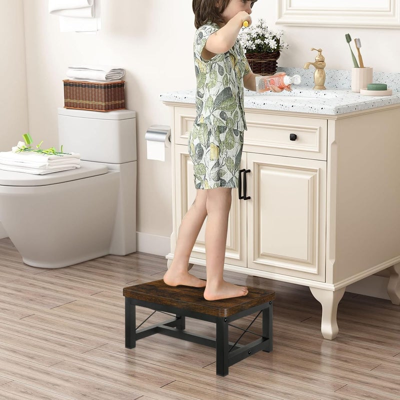 YINMIT Wooden Step Stool for Adults, Heavy Duty Step Stool for High Bed with Non-Slip Feet, Using for Bedroom, Living Room, Bathroom and Kitchen, Hold Up to 500 LBS - Image 2